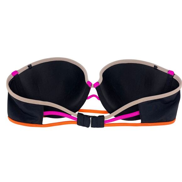 Victoria's Secret The Flirt Bandeau Bikini Top Bra Size 36B Black Neon - Picture 3 of 3